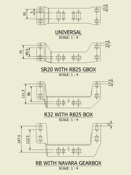 S Chassis, R32 RB25 Engine, RB25 Gearbox Conversion Bracket - Passenger Side High